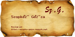 Szopkó Géza névjegykártya